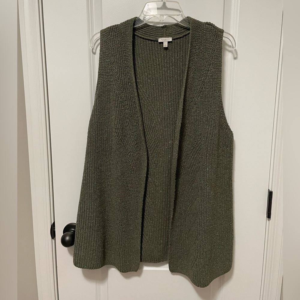 Talbots Sage Green Large Petite Sleeveless Sweater Vest